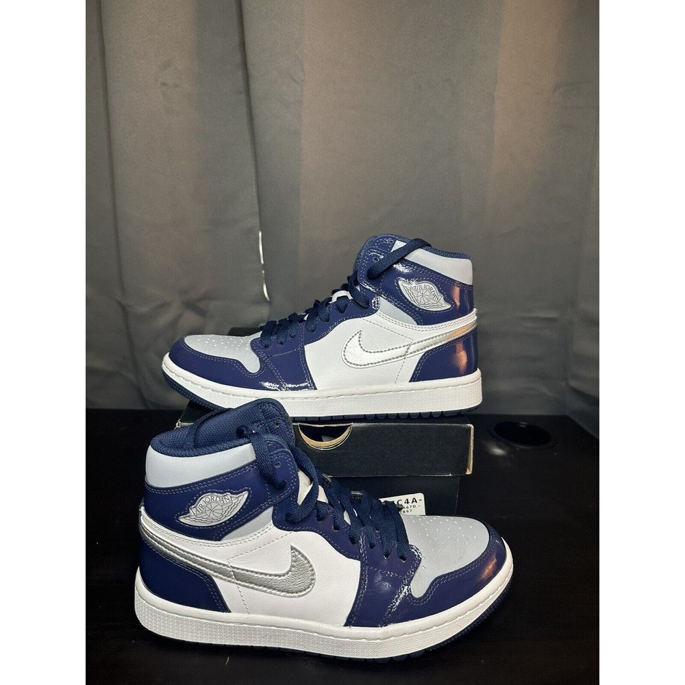 Nike Jordan 1 Retro High Golf Shoes - Patent Midnight Navy (DQ0660-100)-Used
